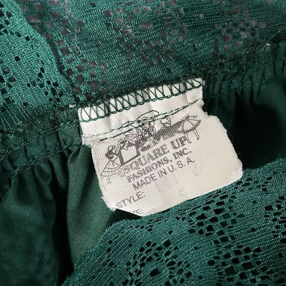 Vintage Square Up Dance Top Womens Small Green Lace Western Country Cottage USA - Picture 7 of 8